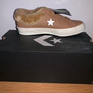 NWT Converse Sneakers with Fur, Size 9 1/2
